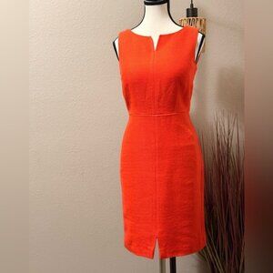 Ann Taylor Dress Orange Tweed Sleeveless Sheath Size 0
